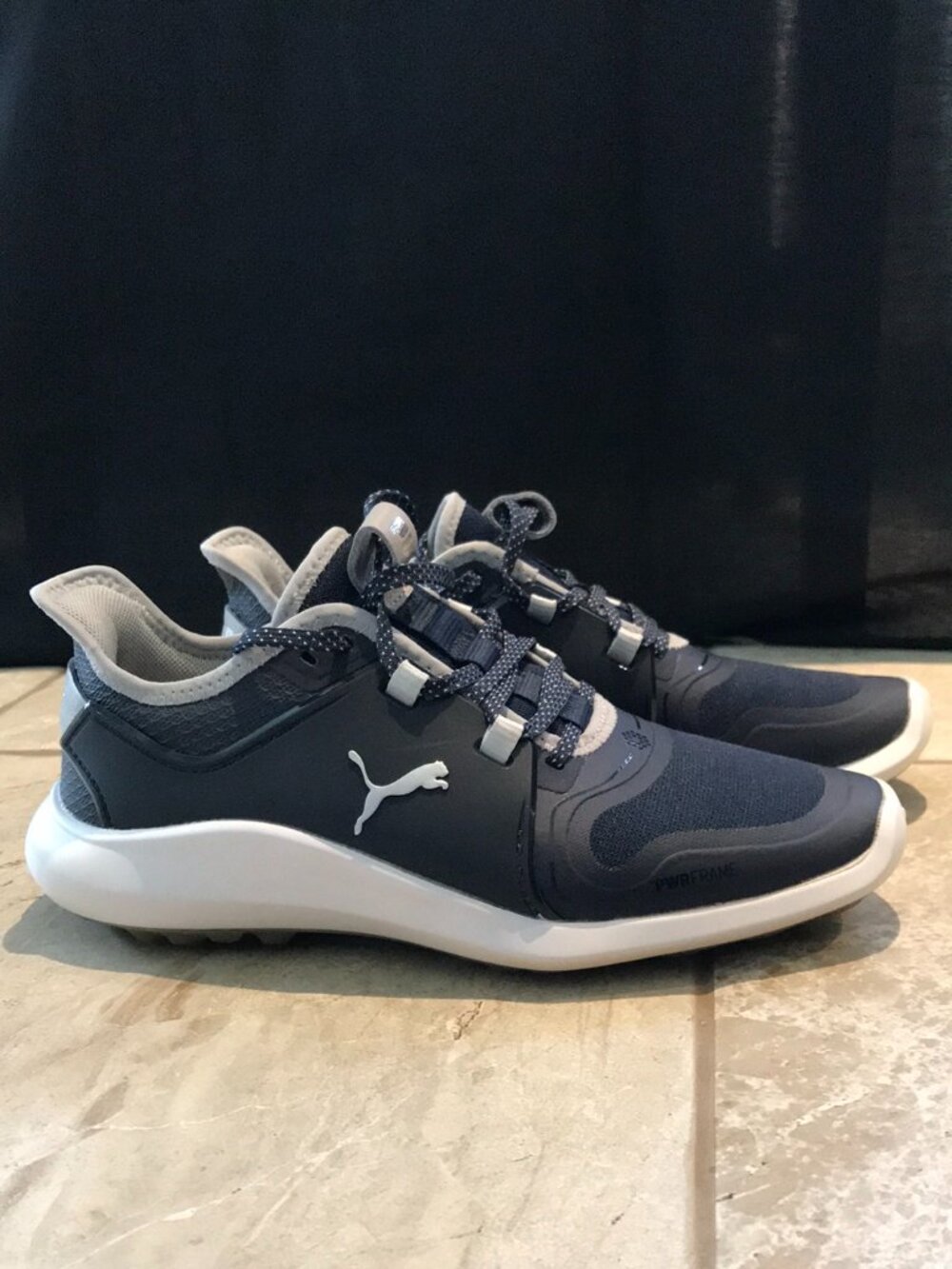 Puma Golf Shoes IGNITE FASTEN8 Spikeless; Navy & Grey; Sz: 6.5; Water Resistant